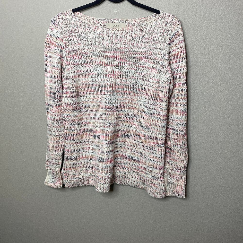 LOFT Sweater Women Size S Multicolor Space Dye Cotton Boat Neck Knit Pullover